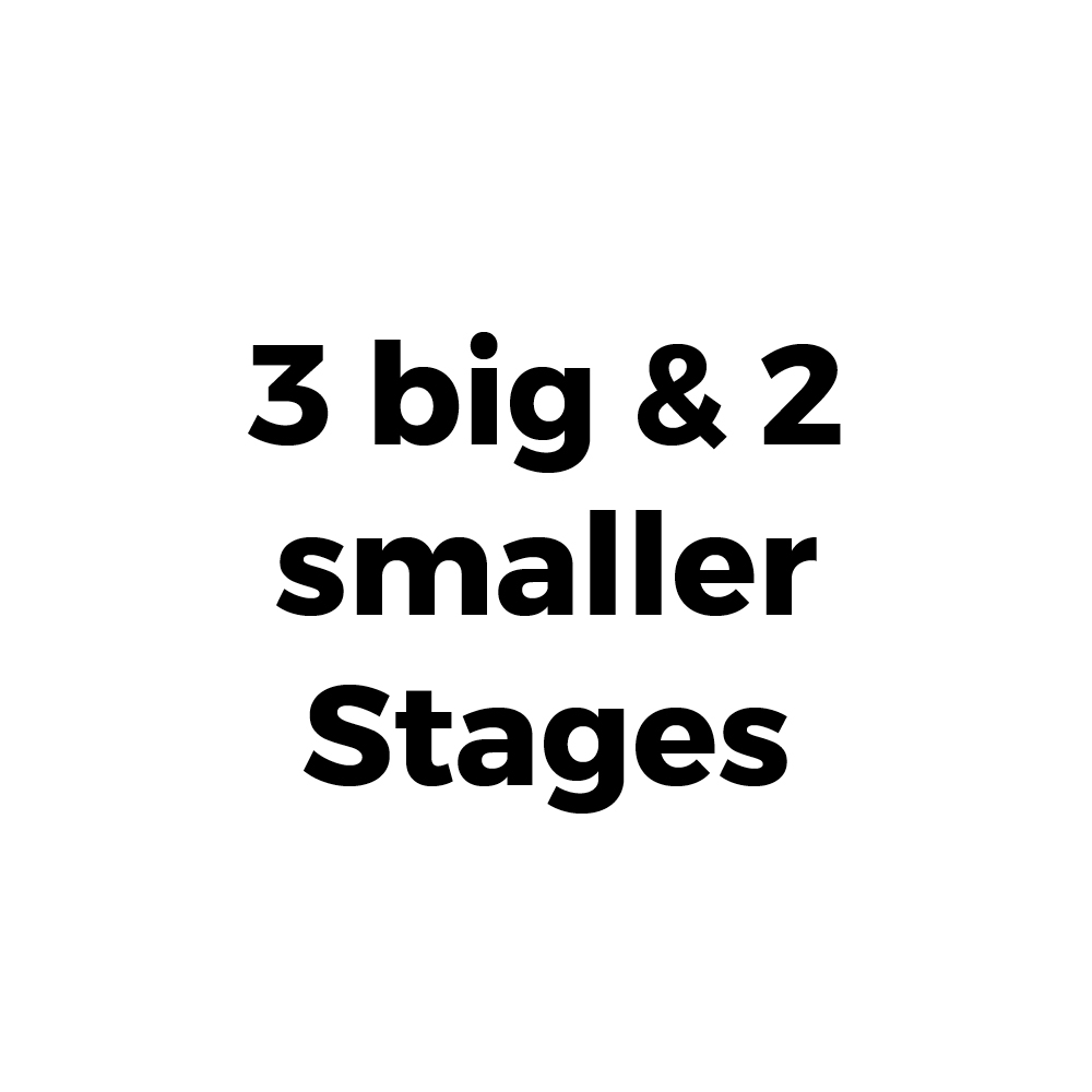 3 big & 2 smaller Stages